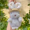 Sombrero de Paja Estilo Europeo Original Genuino Colgante Llavero Conejo Oreja Vertical Muñeca Linda Regalo Pequeño Venta al por Mayor