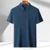 Camiseta Masculina de Seda Gelada de Manga Curta para Jovens e Meia-Idade Waffles Camiseta de Manga Meia-Manga para Homens de Negócios Lar Camisa POLO