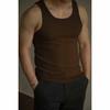 Estilo Americano Retro Hilo Elástico Algodón Chaleco Delgado Sin Mangas Camiseta Base Camisa Deportiva Absorbente de Sudor Chico Duro Fitness Hombres Verano