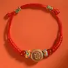 Pulseira de Bebê Pulseira Infantil de Bebê Doze Signos Corda Vermelha Caroço de Pêssego Velho Cinábrio Pêssego Corda de Mão de Madeira