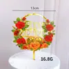Impressão colorida acrílico escuro decoração de festa de flores plug-in lindo pequeno fresco feliz aniversário bolo decoração