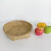 Cesta Redonda de Bambú Tejido para Frutas Hogar Sala de Estar Cesta de Bambú para Frutas Cesta para Huevos Pan Cesta Tejida de Bambú Cesta para Empaque de Regalos Almacenamiento