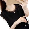 Chaleco con camisola, traje holgado de verano para mujer con base de seda helada, camiseta blanca sin mangas, prenda exterior para mujer, top de moda que combina con todo.