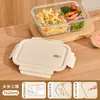 Marmita compartimentada para trabalhadores de escritório, pote seguro para micro-ondas, marmita extra grande de vidro, bento box de grande capacidade