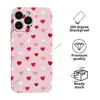 Funda de teléfono de película con diseño de corazón de onda de puntos rosa suave para iPhone 13, funda rígida de película fina y cobertura total para Apple 17 Pro