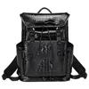 2026 Estilo Nuevo Patrón de Cocodrilo Cuero de Moda Versátil Mochila Negocios Casual Gran Capacidad Bolsa de Viaje Mochila para Viaje de Negocios
