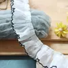 Cortina de encaje plisado de borde curvo, dientes de perro, organza blanca y negra de 4 cm de ancho, material DIY hecho a mano para ropa de muñeca
