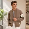 Bestseller transfronteiriço: cardigan de malha com zíper de marca da moda, suéter masculino, direto do fabricante