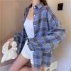 Camisas Xadrez Atacado para Mulheres, Design Estilo Coreano, Camisas Soltas Versáteis Retrô Primavera e Verão, Jaquetas Camada Interna com Proteção Solar