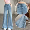 Jeans de Pierna Ancha con Perforaciones Calientes de Estrellas en el Cielo para Mujer 2026 Verano Nuevo Estilo Delgado con Pedrería Brillante Muy Calientes No Ajustados a la Pierna Pantalones de Pierna Ancha