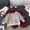 Novo Conjunto Moletom Infantil de Veludo com Capuz, Moletom Cardigan, Estilo Esportivo Moderno Casual para Exterior, Calça de Moletom Conjunto de Duas Peças