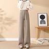 Pantalones de chenilla blancos nuevos de pierna estrecha y ancha para mujer, primavera y otoño, petite, cintura alta, fluidos, terciopelo de algodón europeo, rectos
