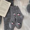 Meias Femininas Outono e Inverno Novas Fofas Desenho Animado Cachorrinho Meia de Cano Médio Quente Pelo de Coelho Macias Confortáveis Meias Largas Atacado