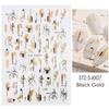 Cross-border New nail Art Sticker Bronzing Leopard Black Gold Rosa Gold Planta Linha Abstrata Unha adesiva Adesivo prego