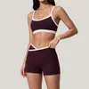 Conjunto de dos piezas de tank top y shorts ajustados sexy para fitness, yoga, running al aire libre y deportes, europeo y americano transfronterizo