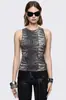 Top de verano estilo punk milenio europeo y americano transfronterizo con estampado de tigre y decoración de remaches, top sin mangas ajustado Y2K