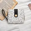 Bolsa de Monedas para Mujer con Hebilla Estilo Japonés de Gatito Simple y Linda con Asa, Billetera Corta Multifuncional y Porta Tarjetas