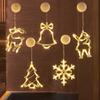 Luces Navideñas LED Muñeco de Nieve Árbol de Navidad Campana Estrella de Cinco Puntas Luz de Estrella para Ventana de Habitación Festiva Luz con Ventosa