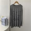 Camiseta Holgada Midi Modal con Letra Difusa de Manga Larga Suave Delgada Talla Extra Top Básico Modal para Mujer