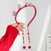 Diadema de Año Nuevo para Niños con Dientes, Antideslizante, No Aprieta la Cabeza, Pasador para Niña Pequeña, Cinta, Diadema de Princesa para Bebé, Flores Rojas