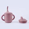Taza de Beber con Popote de Silicona con Boquilla de Succión Transfronteriza para Niños, Resistente a Altas Temperaturas, Hervible, Taza de Beber para Niños Pequeños, Empaque Neutro, Vaso de Agua con Doble Tapa