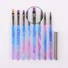 Nuevo set de bolígrafos acrílicos de color violeta para decoración de uñas, con herramientas versátiles y de forma redonda para manicura.