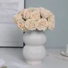 Tela de seda de alta gama ramo de rosas de 7 cabezas flores artificiales decoración retro para el hogar diseño de lugar de boda ramo de rosas