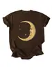 Amazon eBay site independente moda personalizada versátil feminina novo rosto lua estrela manga curta camiseta camada de base