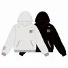 Sudadera con capucha cálida de corte holgado, con parche bordado de letra de diablo divertido y único, top de otoño/invierno con un diseño distintivo