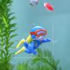 Buzo Gordito Azul Concha Marisco Sirena Acuario Pecera Decoración Paisajística Sumergible Flotante Adorno Pequeño Lindo y Divertido