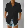 2026 Cárdigan con Bolsillos de Retazos, Manga Corta, Color Sólido, Elegante Casual Cuello Solapa, Camisa de Manga Raglán, Ropa de Mujer de Manga Corta