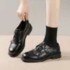 Zapatos de Cuero para Mujer Estilo Británico con Punta Redonda Retro 2026 Otoño Nuevos Mocasines Versátiles de Suela Gruesa para Aumentar la Altura para Combinar con Faldas