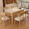 Juego de mesa y sillas de comedor de madera maciza y losa de roca, moderno y simple, adecuado para casas pequeñas, mesa de comedor extensible y plegable, mesa redonda con placa de inducción
