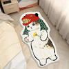 Alfombra Imitación Cachemira Gato de Dibujos Animados Alfombra de Piso para Dormitorio Estilo Hogar Alfombra de Cama Manta de Felpa Antideslizante