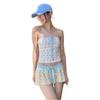 Traje de Baño Conservador Estilo Deseo Puro para Niña, Lindo y Dulce Oso, Estilo Falda Dividida sin Tirantes, Traje de Baño para Vacaciones en Aguas Termales para Mujer