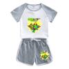 Roupas de verão masculinas terno 2023 novas roupas infantis contrastam roupas de cores frias bonito puro algodão roupas esportivas infantis de verão