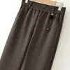 Calça Jeans Mom Estilosa Perna Reta Outono Inverno 2026 Nova Espessada com Veludo para Mulheres de Meia-Idade e Idosas Calça de Perna Reta Estreita Calça de Perna Larga Mulheres