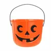 Herramienta de Recolección de Dulces de Halloween Moldeada por Soplado Cubo de Calabaza de Plástico Suministros de Halloween Bote de Calabaza Portátil para Niños Huevo Dorado