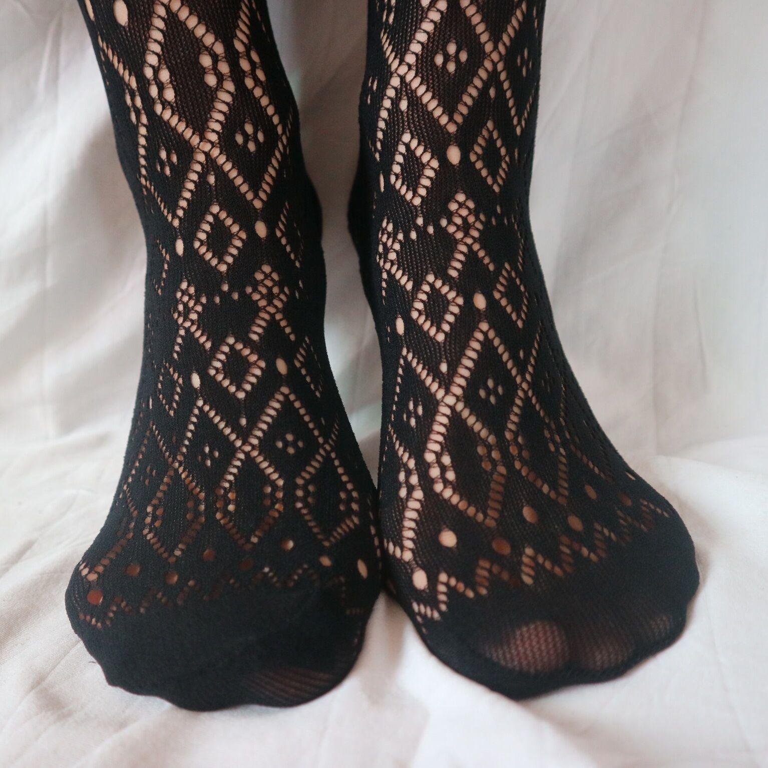 菱格纹提花连裤网袜 (6)