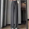 Pantalones de Pierna Ancha Finos de Seda de Hielo para Mujer de Primavera y Verano, de Cintura Alta, Caídos, Nuevo Estilo de Verano, Pantalones Casuales Adelgazantes, Pantalones Largos con Bolsillos, Transfronterizo