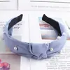 Diadema cruzada multicolor con nudo estilo coreano para mujer, lazo de temperamento con perla, accesorios para el cabello de gran venta