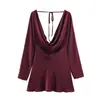 Primavera 2026 Ropa Nueva para Mujer Estilo Sexy Cuello en V Dobladillo en A Textura de Satén de Seda Vestido con Caída Falda Corta Color Sólido