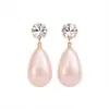 Aretes de Aguja Plateada con Diamantes, Perlas Redondas y en Forma de Gota, Lujo Ligero y Sensación de Alta Gama, Aretes Elegantes y Versátiles al por Mayor