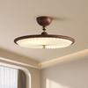 Lustre de teto plissado estilo antigo médio para quarto principal, estilo japonês americano, retrô, cor nogueira, novo estilo chinês, luz para quarto