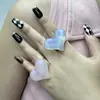 Anel de Resina Europeu e Americano Estilo Coração Transfronteiriço para Mulheres Estilo Ins Anel Halo Tingido Coração Grande Textura Degradê Pulseira Atacado
