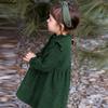Vestido de Princesa de Pana con Cuello Redondo y Encaje para Niños, Nuevo Vestido Largo Vintage de Otoño e Invierno con Bordes de Volantes y Mangas Largas de Media Botonadura