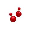 Pendientes de botón de perla festiva roja con aguja de plata S925, pendientes de dos piezas delanteros y traseros, elegantes pendientes de personalidad femenina de moda que combinan con todo.