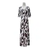 Vestido Wrap Elegante Socialite Estilo Peça Única Estampa Geométrica Slim-Fit para Mulheres, Novo Produto Original Verão 2026