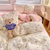 Ins juego de cuatro piezas algodón puro ropa de cama 100% algodón funda de edredón funda de almohada sábana sábana bajera dormitorio estudiantil juego de tres piezas 4