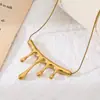 Colar Transfronteiriço Europeu e Americano Novo Design Lava Estéreo Gota d'Água Aço Inoxidável Feminino e Versátil Banhado a Ouro 18K